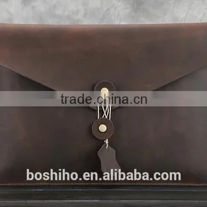 Custom Wholesale Genuine Cowhide Leather Laptop Case Bag Portfolio thumbnail-2