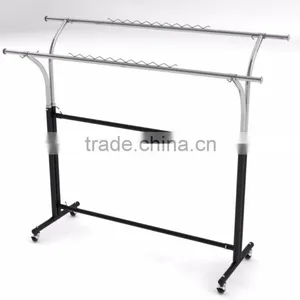 Extendable Double Bars Clothes Hanging Stand Garment Rack thumbnail-1