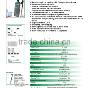 Handheld Measuring & Recording pH Temperature & mV Digital Multiple Function PH ORP Data Logger AZ9661 thumbnail-6
