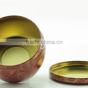 Red Vivid Flower Round Tin Plate Tea Canister for Matcha thumbnail-5