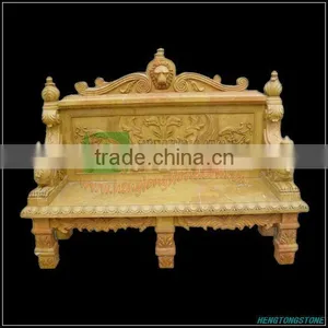 Flower Carved Outdoor Marble Bench thumbnail-1