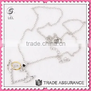 Heart Crystal Pendant Fashion Necklace, Imitate Silver Chain Necklace Jewelry thumbnail-4