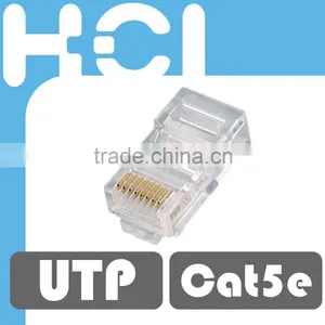 Taiwan Supplier RJ45 8P8C Cat5e UTP Gold Plated Modular Plug for Stranded and Solid Cable thumbnail-1