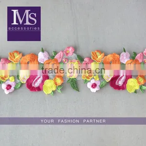 Newest Design Beautiful Flower Embroidery Organza Lace With Organza thumbnail-1