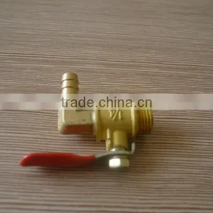 Red Lever Handle L Type Brass Ball Valve With Hose Barb thumbnail-5