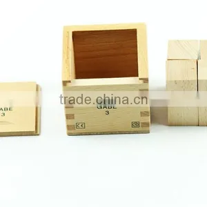 Kids Educational Toys Froebel Gabe3 Wood Cube Square Combination Learning Education Tool thumbnail-1