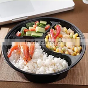 1000ml Round 3 Divided Disposable Plastic Food Container Microwave Safe thumbnail-2