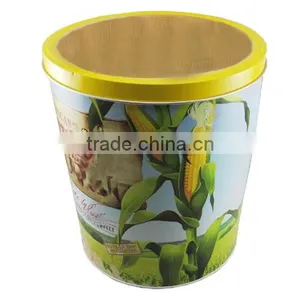 Wholesale Large Round Metal Packing Popcorn Tin Container OEM thumbnail-1