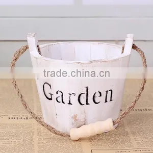 Antique Wooden Wall Hanging Round Flower Pots thumbnail-4