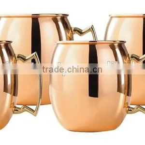 Set of 4 Pure Copper Beer Mug With Thumb Rest Handle, Hammered Copper Mugs With Brass Handle, Moscow Mule Copper Beer Mugs thumbnail-1