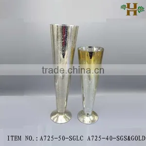 Handblown Tall Silver Trumpet Glass Vases thumbnail-4