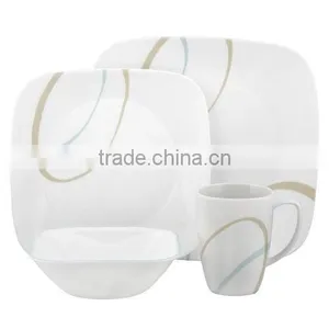 Tableware 16 Pieces Square Ceramic White Dinner Sets thumbnail-1