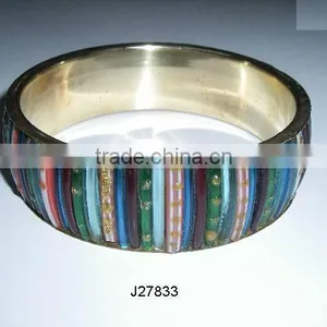 Glass Mosaic Bracelet on Brass Base thumbnail-1
