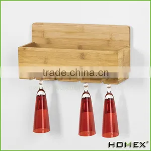 Bamboo Wall Mounted Wine Bottle Holder/ Wine Wall Rack Homex-BSCI thumbnail-1