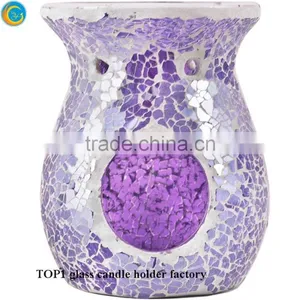 Pink Heart Mosaic Round Glass Candleholder Wedding Centerpiece Romantic Gift thumbnail-1