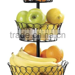 Kitchen Fruit Vegetable Black Holder Basket 3 Tier Storage Countertop Stand Decorative thumbnail-1