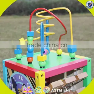 2017 Wholesale Multi-function Toddlers Wooden Bead Activity Table New Design Funny Kids Wooden Bead Activity Table W11B137 thumbnail-2
