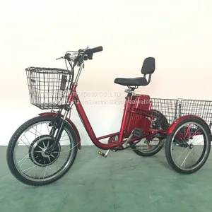 350Вт, 48В электрический трицикл с передней и задней корзиной, EWheels электротрицикл для взрослых thumbnail-1