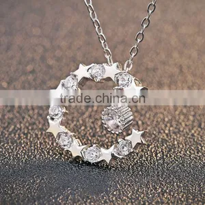 925 Sterling Silver Pendants Jewelry Engraved Circle Star Pendant Necklace thumbnail-3