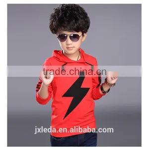 Boys New Spring Hooded Lightning Printing Long Sleeve Fleece Children Sports Coat thumbnail-1