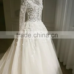 Custom Made White See Through Women Wedding Dress Empire Vintage Floor Length Princess Party Dress YDYS15B0201 thumbnail-5