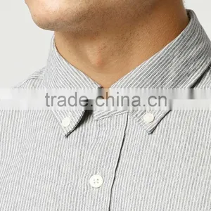 Stripe Slim Fit Long Sleeve Dress Shirt With Collar Button thumbnail-3