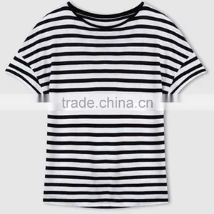 Ladies Stripped T-Shirt, 100% Ctn, Yarn Dyed Stripped, S/J, 160 Gsm thumbnail-1