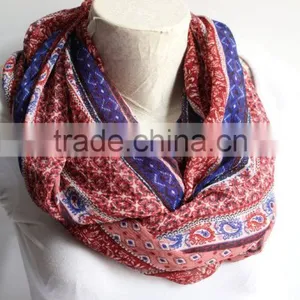 Boho Scarf, Tribal Infinity Scarf, Ethnic Scarf,Blue and Red Infinity Scarf, Women Accessories, Gift for Her thumbnail-5