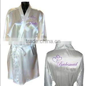 Personalised Heart Satin Wedding Bride Robe / Dressing Gown Satin Robe thumbnail-1