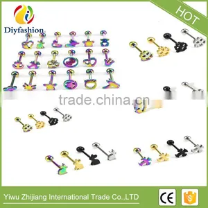 Many Styles Body Piercing Jewelry Animal Star Titanium Sigle Ball Tongue Ring thumbnail-1