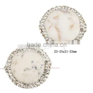 New Flat Shape Natural White Turquoise Beads With Rhinestone Hot Sale in Market thumbnail-1