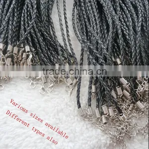 Cheap Black Complect Leather Twist Cord Necklace Braid Cords Different Sizes thumbnail-1