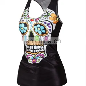 Top Fashion Simple Design Lady Horror Skull Rock T-shirt thumbnail-4
