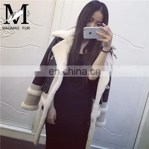 2016 Latest Design Girls Winter Genuine Sheep Skin Fleece Lined Leather Jacket thumbnail-3