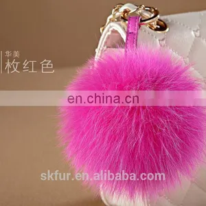 Factory Wholesale High Quality Fox Fur Pom Pom Keychain/fox Fur Pompon Keychain thumbnail-1