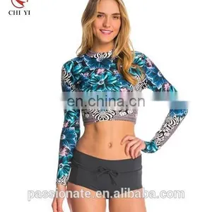 2017 Hot Sale Custom Made Rash Guards New Design Pattern Printed Womens Rashguard Long Sleeve for Girls Manufacturer Prices thumbnail-1