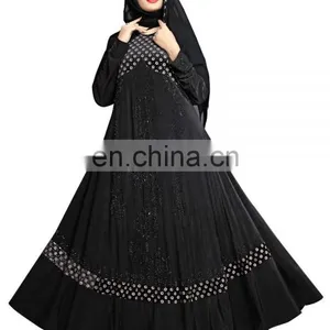 Casual Daily Wear Women's 2017 Abaya Burkha With High Quality Brocade Embosed Velvet Work ( Islamic Muslim Wear) thumbnail-1