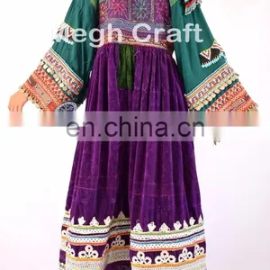 Afghan Traditional Belly Dance Costume Dress - Tribal Handmade Kuchi Dress-afghanistan Kuchi Ethnic Purple Tribal Dress thumbnail-4