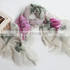 Flower Hand Painted Cashmere Scarf thumbnail-1