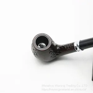 245mm Length Wooden Resin Medium Tobacco Pipe With Small Black Carving Head for Smoking thumbnail-1