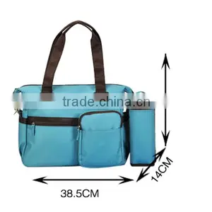 Blue Microfiber Muti Function Baby Diaper With Bottle Bag thumbnail-2