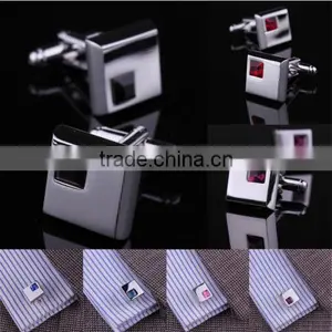 Shirt Cufflinks Wedding Silver Business Mens Wholesale Stainless Steel Crystal thumbnail-1