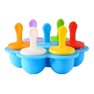 7 Cavity Non-Stick Popsicle Makers Baby Food Storage Container Silicone Popsicle Molds Mini Silicone Ice Pop Molds With Sticks thumbnail-1