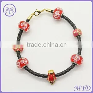 DIY Metal Enamel Beads Fashion Leather Bracelet thumbnail-1