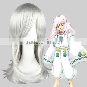 High Quality 55cm Medium Curly Nabari no Ou Wig Kurookano Shijima Silver White Wig Synthetic Anime Wig Cosplay Hair Wigs thumbnail-1