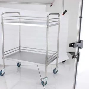 2 Layer Shelves Stainless Steel Hospital Trolley thumbnail-2