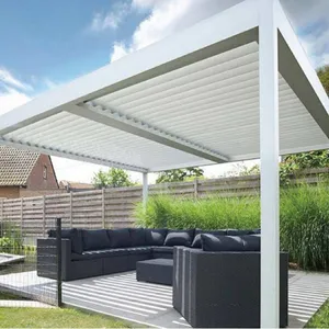 Custom Size Bioclimatic Pergola, Adjustable Louver Roof Aluminum Gazebo thumbnail-1
