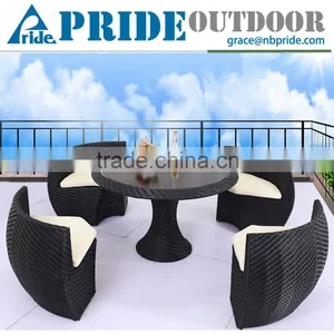 New Design Leisure PE Wicker Dinette Rattan Sofa For Garden Cheap Round Rattan Sofa Set Quality Choice thumbnail-1