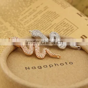 CZ6518 Wholesale Mirco cz Pave Snake Bracelet Charm Connectors thumbnail-1