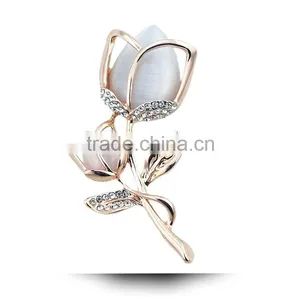 2016 Popular Clothing Alloy Plating Dumb Gold Leaf Flower Brooch Tulip For Men And Women Are Optional thumbnail-3